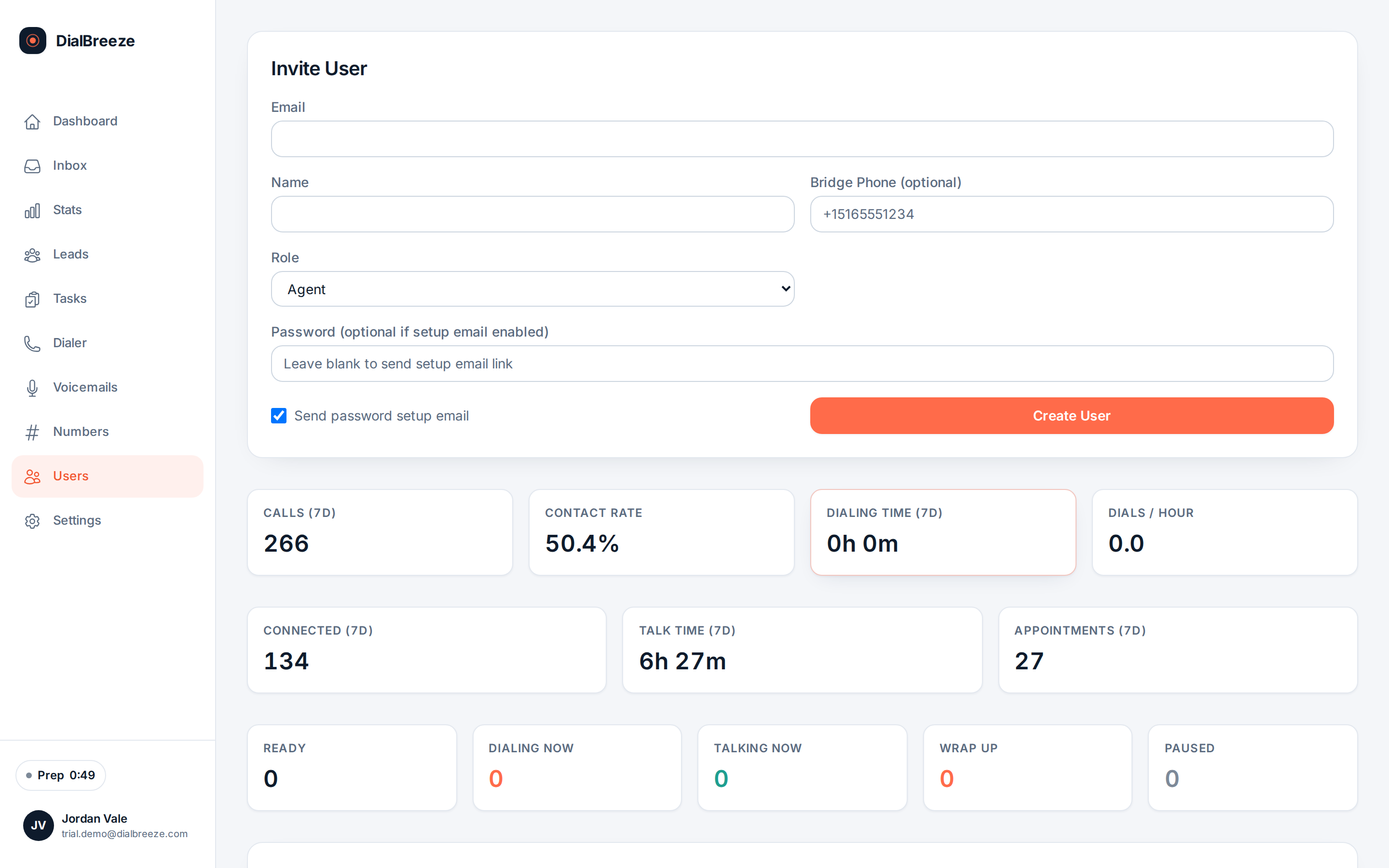 Team page listing operators with roles and activity status